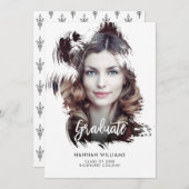 ブラシアートストロークオーバーレイ卒業発表 案内状 (正面/裏面)