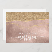 ブラシエレガントスクリプト名バラ金箔 ノートカード (正面/裏面)