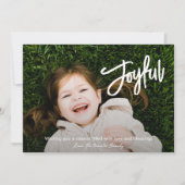 ブラシエレガントスクリプトJoyful Photo モダン Christmas シーズンカード (正面)