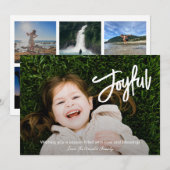 ブラシエレガントスクリプトJoyful Photo モダン Christmas シーズンカード (正面/裏面)