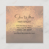 ブラシエレガントストロークバラゴールドフォイルミニマリスト スクエア名刺 (裏面)