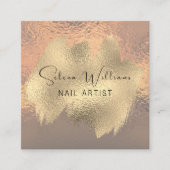 ブラシエレガントストロークバラゴールドフォイルミニマリスト スクエア名刺 (正面)