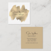 ブラシエレガントストローク白金ゴールドミニマリスト スクエア名刺 (正面/裏面)