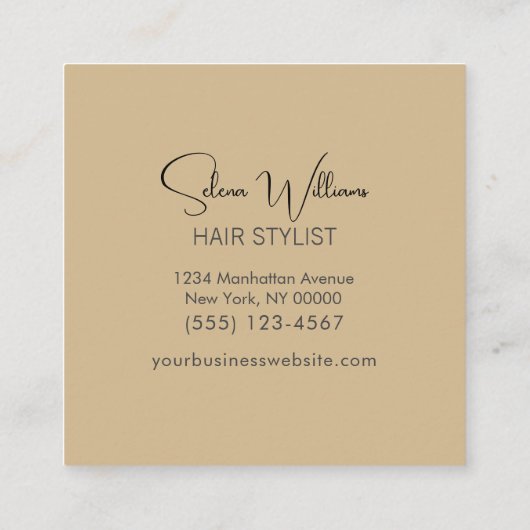 ブラシエレガントストローク白金ゴールドミニマリスト スクエア名刺 (裏面)