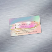 ブラシエレガントストローク、フレームホログラフィカラフルック マグネット名刺 (インサイチュ)