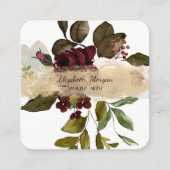 ブラシエレガントストローク、ブルゴーニュの花 スクエア名刺 (正面)