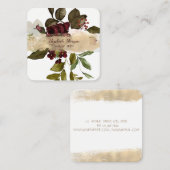 ブラシエレガントストローク、ブルゴーニュの花 スクエア名刺 (正面/裏面)