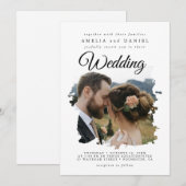 ブラシエレガントストロ結婚ークのカード 招待状 (正面/裏面)