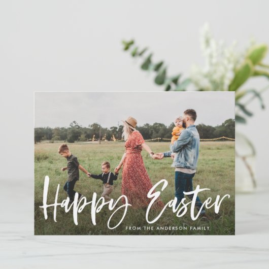 ブラシエレガントスモダンクリプトハッピーイースター写真 シーズンカード (スタンド正面)