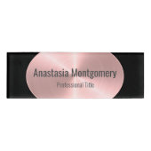 ブラシエレガントドバラフェイクメタル楕円カスタム 名札 (正面)