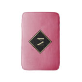 ブラシエレガントド付きピンクシンプル金ゴールドモノグラム バスマット (正面縦)