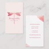 ブラシエレガントピンク水彩トンボ 名刺 (正面/裏面)