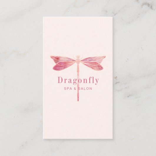 ブラシエレガントピンク水彩トンボ 名刺 (正面)
