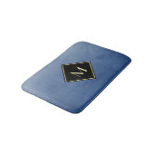 ブラシエレガントングブルー(金ゴールドモシンプルノグラム) バスマット (アングル)