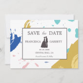 ブラシカラフルストロークイラストレーション 招待状 (正面)