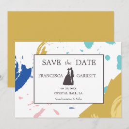 ブラシカラフルストロークイラストレーション 招待状