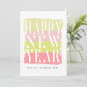 ブラシカラフルストロークモダンハッピーニューイヤーカード 招待状 (スタンド正面)