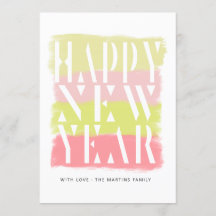 ブラシカラフルストロークモダンハッピーニューイヤーカード