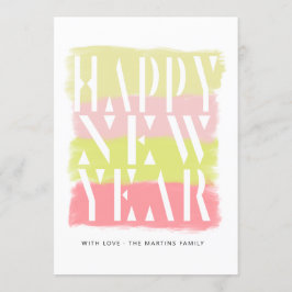 ブラシカラフルストロークモダンハッピーニューイヤーカード 招待状