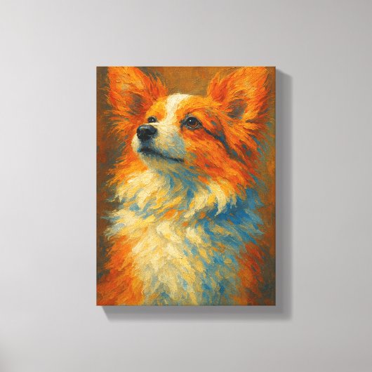 ブラシカラフルストロ絵を描ークスタイルのCorgi Dog キャンバスプリント (正面)