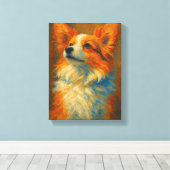 ブラシカラフルストロ絵を描ークスタイルのCorgi Dog キャンバスプリント (インサイチュ (ウッドフロア))