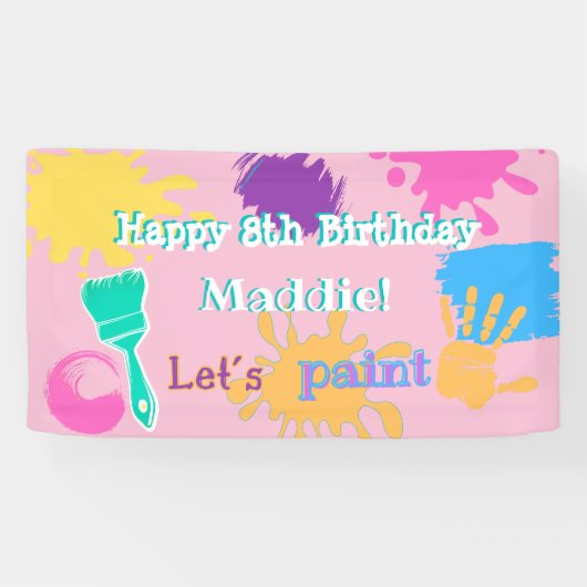 ブラシカラフルストロ絵を描ークパーティーバナー – 小 横断幕 (横)