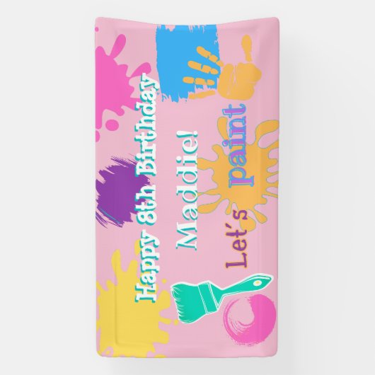 ブラシカラフルストロ絵を描ークパーティーバナー – 小 横断幕 (縦)