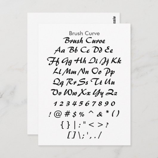 ブラシカーブ – Zazzleフォントサンプラシート ポストカード (正面/裏面)