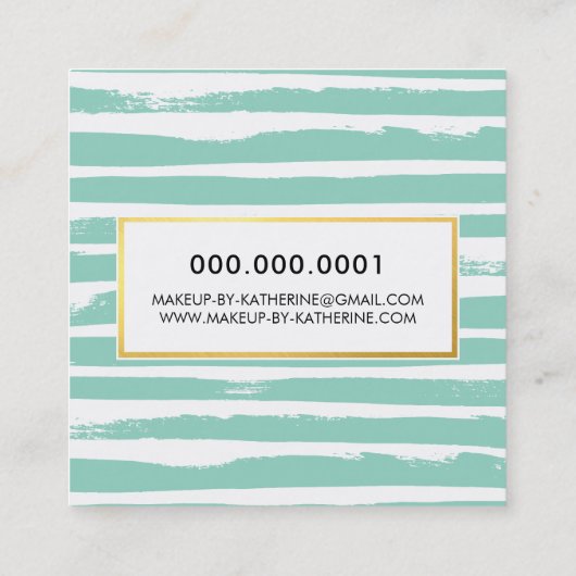 ブラシクールストローククリエイティブモダンブラックフェイク金ゴールド スクエア名刺 (裏面)