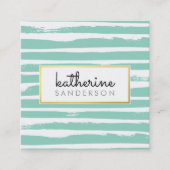 ブラシクールストローククリエイティブモダンブラックフェイク金ゴールド スクエア名刺 (正面)