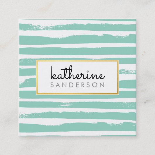 ブラシクールストローククリエイティブモダンブラックフェイク金ゴールド スクエア名刺 (正面)