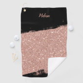 ブラシグリッターバラ金ゴールドブラパーソナライズされたック ゴルフタオル (インサイチュ)