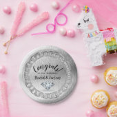 ブラシシルバーダイヤモンド婚約パーティ ペーパープレート (パーティー)