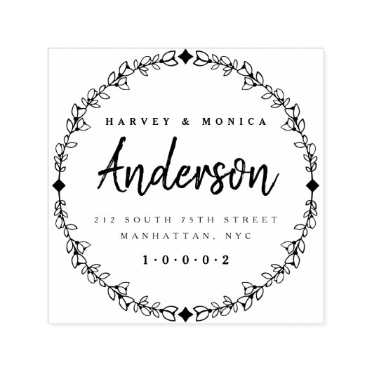 ブラシスクリプトと手書きリース差出人住所 セルフインキングスタンプ (デザイン)