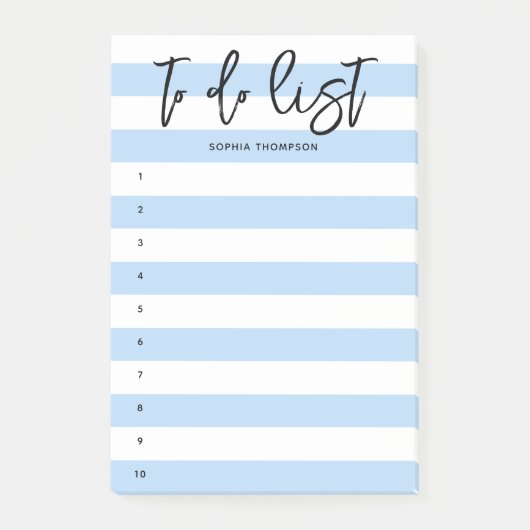 ブラシスクリプトのリストを作成するにはストライプ、青いノート ポストイット (正面)