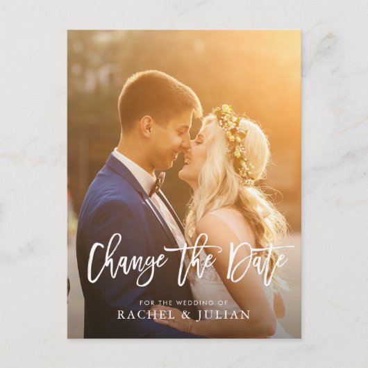 ブラシスクリプトの写真の日付の変更 ポストカード (正面)