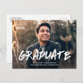 ブラシスクリプトの卒業写真の発表 ポストカード (正面/裏面)