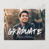 ブラシスクリプトの卒業写真の発表 ポストカード (正面)