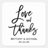 ブラシスクリプトの愛と感謝してい封筒用シール スクエアシール (正面)