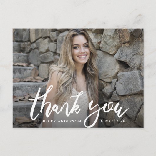 ブラシスクリプトの感謝してい卒業あなた ポストカード (正面)