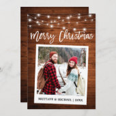 ブラシスクリプトインスタントカメラウッドカップルのクリスマス シーズンカード (正面/裏面)