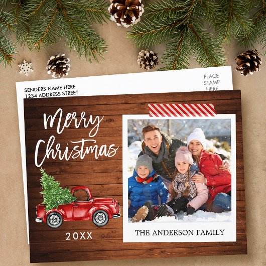 ブラシスクリプトインスタントフォトクリスマステープトラック ポストカード