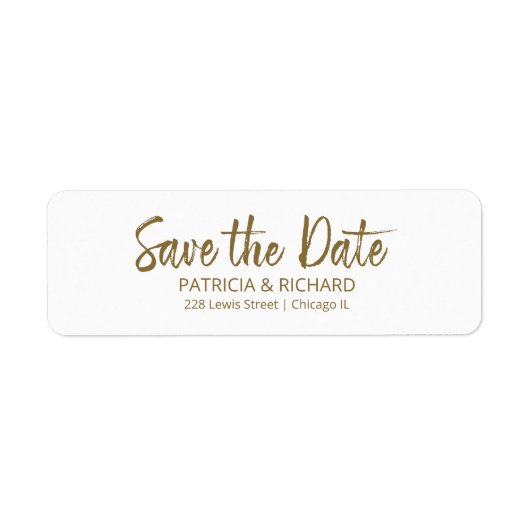 ブラシスクリプトウェディング日付の保存差出人住所 ラベル (正面)