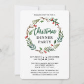 ブラシスクリプトウォーターカラーリースクリスマスパーティー 招待状 (正面)