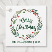 ブラシスクリプトウォーターカラーリースメリークリスマス フェイバータグ (正面)