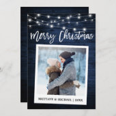 ブラシスクリプトウッドインスタントカメラカップルのクリスマス シーズンカード (正面/裏面)