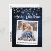 ブラシスクリプトウッドインスタントカメラフォトクリスマス ポストカード (正面/裏面)