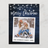 ブラシスクリプトウッドインスタントカメラフォトクリスマス ポストカード (正面)