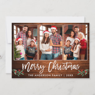 ブラシスクリプトウッドグリーン3 Photo Christmas シーズンカード