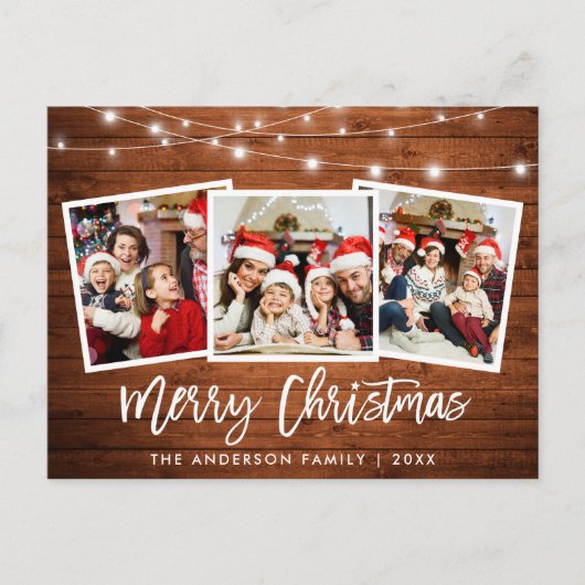 ブラシスクリプトウッドライト3フォトクリスマススター ポストカード (正面)